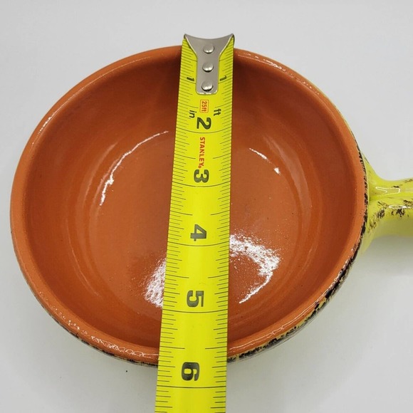 De Silva Yellow Terracotta Handled 5.5" Soup Casserole Crock Made in Italy - Picture 10 of 11